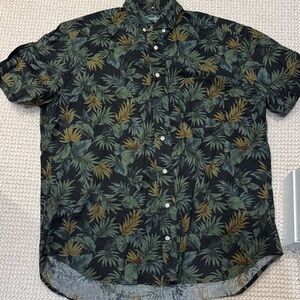 Gitman Brothers vintage large   Tropical Leaf Print Shirt button down